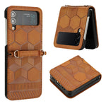 Custodia per telefono in pelle con trama di calcio, For Samsung Galaxy Z Flip3 5G, For Samsung Galaxy Z Flip4