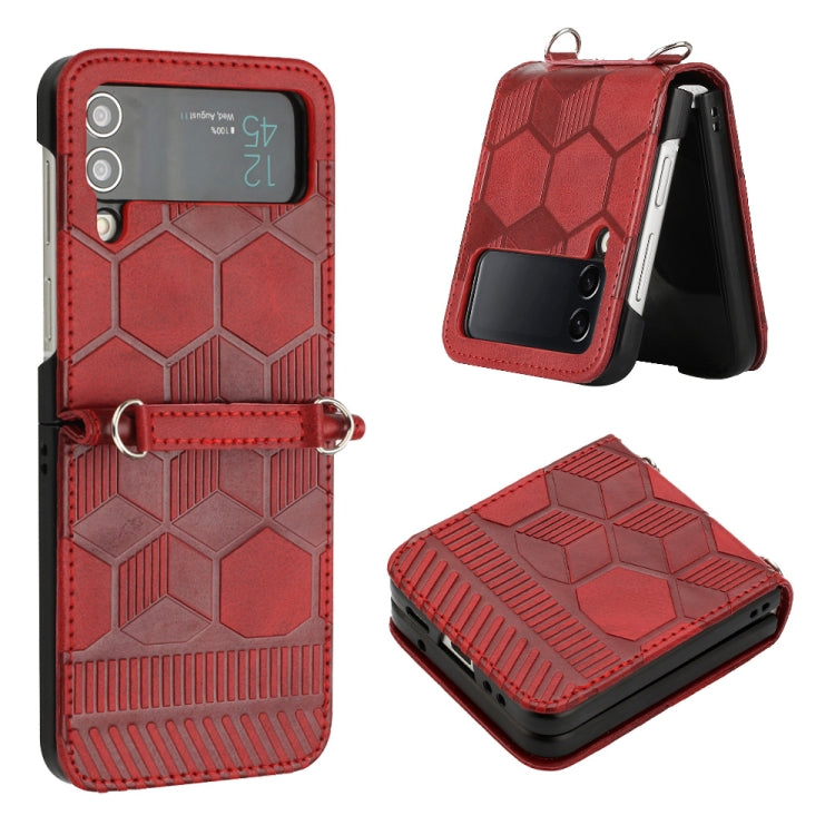 Custodia per telefono in pelle con trama di calcio, For Samsung Galaxy Z Flip3 5G, For Samsung Galaxy Z Flip4