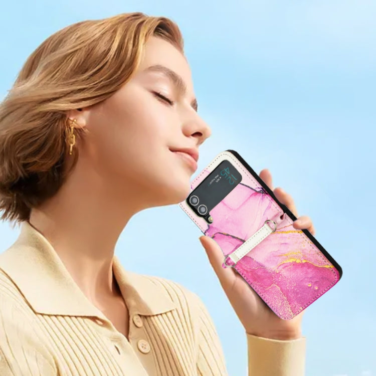 Custodia per telefono in pelle con motivo in marmo, For Samsung Galaxy Z Flip3 5G, For Samsung Galaxy Z Flip4