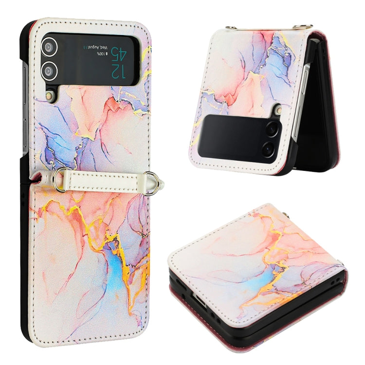 Custodia per telefono in pelle con motivo in marmo, For Samsung Galaxy Z Flip3 5G, For Samsung Galaxy Z Flip4