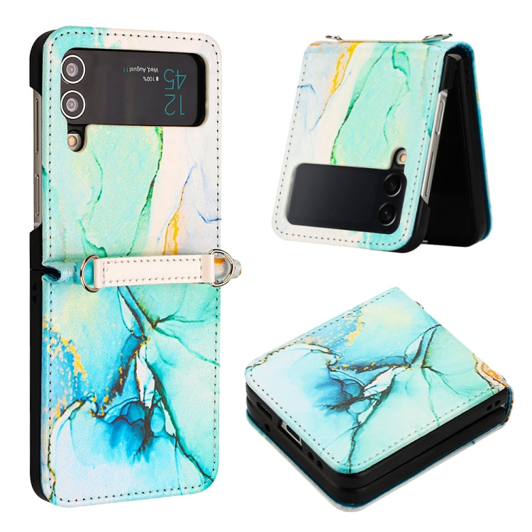 Custodia per telefono in pelle con motivo in marmo, For Samsung Galaxy Z Flip3 5G, For Samsung Galaxy Z Flip4