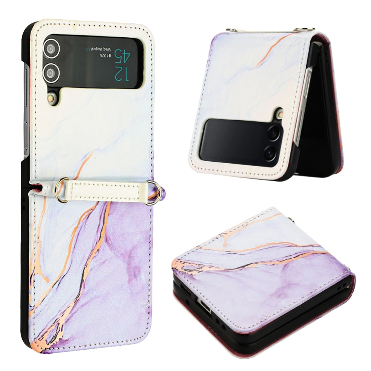 Custodia per telefono in pelle con motivo in marmo, For Samsung Galaxy Z Flip3 5G, For Samsung Galaxy Z Flip4