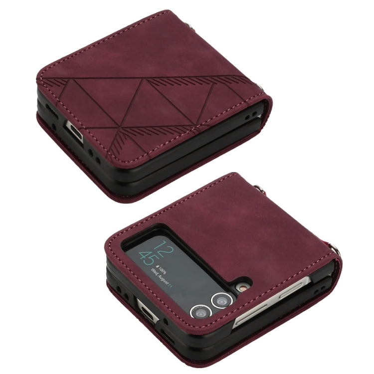 Custodia per telefono in pelle goffrata 3D, For Samsung Galaxy Z Flip3 5G, For Samsung Galaxy Z Flip4