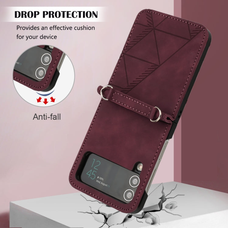 Custodia per telefono in pelle goffrata 3D, For Samsung Galaxy Z Flip3 5G, For Samsung Galaxy Z Flip4