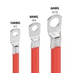Cavo inverter per batteria in rame puro rosso + nero da 50 cm per auto, 10AWG 6-5, 8AWG 10-6, 6AWG 25-8, 6AWG 25-10