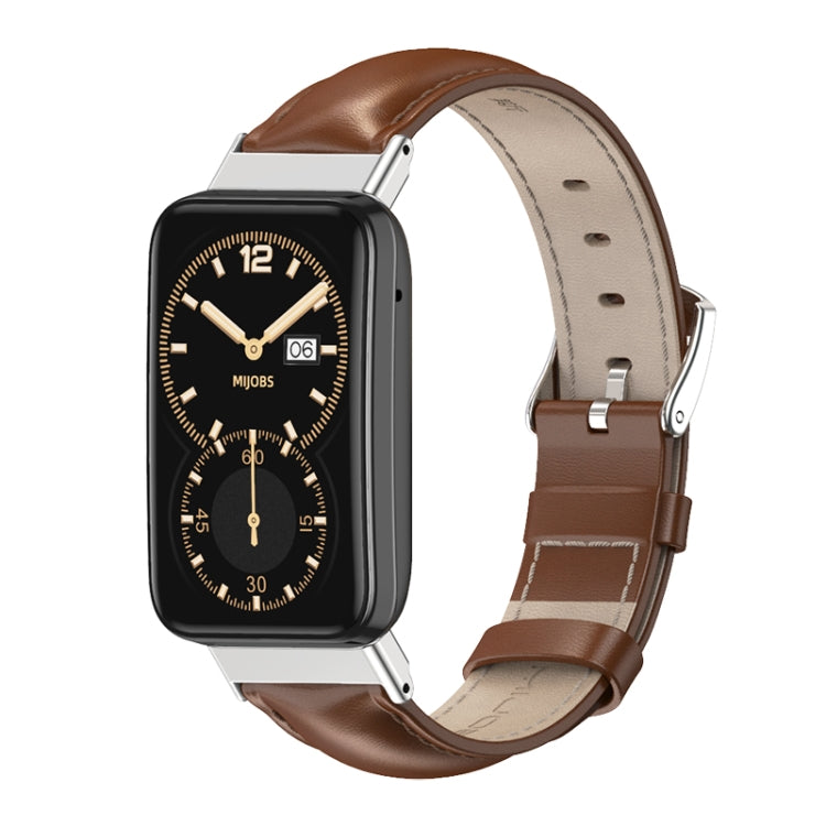 Cinturino per orologio in pelle bovina con strato superiore in vera pelle Mijobs, For Xiaomi Mi Band 7 Pro