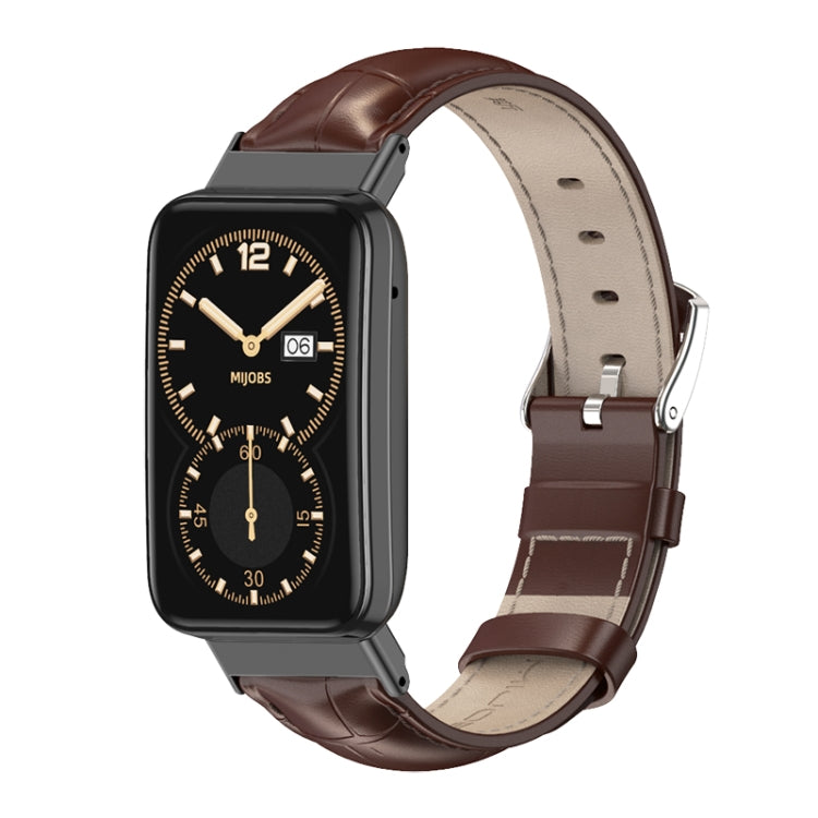 Cinturino per orologio in pelle bovina con strato superiore in vera pelle Mijobs, For Xiaomi Mi Band 7 Pro