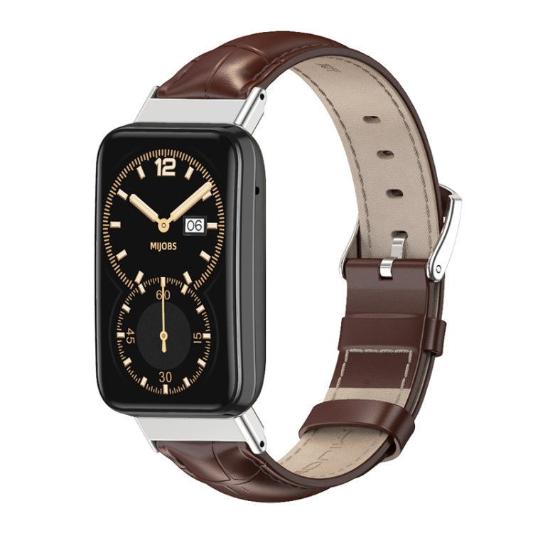 Cinturino per orologio in pelle bovina con strato superiore in vera pelle Mijobs, For Xiaomi Mi Band 7 Pro