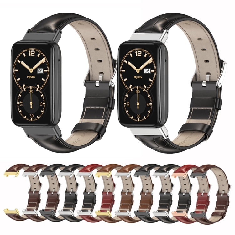 Cinturino per orologio in pelle bovina con strato superiore in vera pelle Mijobs, For Xiaomi Mi Band 7 Pro
