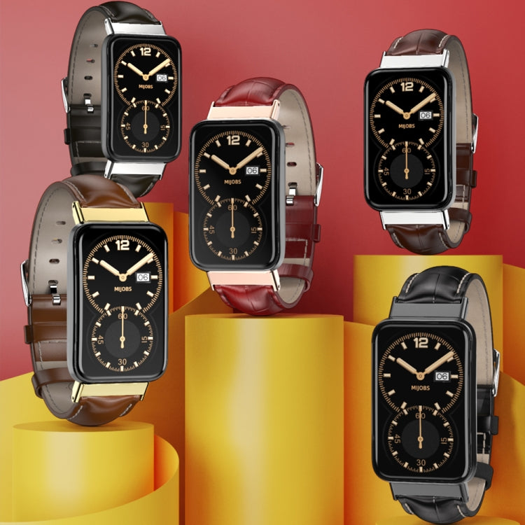 Cinturino per orologio in pelle bovina con strato superiore in vera pelle Mijobs, For Xiaomi Mi Band 7 Pro