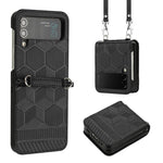 Custodia per telefono in pelle con texture calcio a tracolla, For Samsung Galaxy Z Flip3 5G, For Samsung Galaxy Z Flip4