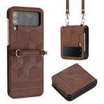Custodia per telefono in pelle con texture calcio a tracolla, For Samsung Galaxy Z Flip3 5G, For Samsung Galaxy Z Flip4