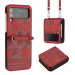 Custodia per telefono in pelle con texture calcio a tracolla, For Samsung Galaxy Z Flip3 5G, For Samsung Galaxy Z Flip4