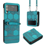 Custodia per telefono in pelle con texture calcio a tracolla, For Samsung Galaxy Z Flip3 5G, For Samsung Galaxy Z Flip4