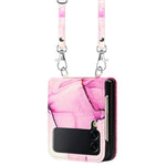 Custodia per telefono in pelle con motivo marmorizzato a tracolla, For Samsung Galaxy Z Flip3 5G, For Samsung Galaxy Z Flip4