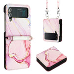 Custodia per telefono in pelle con motivo marmorizzato a tracolla, For Samsung Galaxy Z Flip3 5G, For Samsung Galaxy Z Flip4