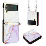 Custodia per telefono in pelle con motivo marmorizzato a tracolla, For Samsung Galaxy Z Flip3 5G, For Samsung Galaxy Z Flip4