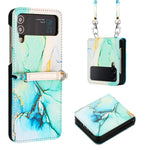 Custodia per telefono in pelle con motivo marmorizzato a tracolla, For Samsung Galaxy Z Flip3 5G, For Samsung Galaxy Z Flip4