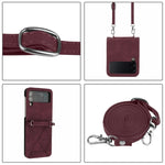 Custodia per telefono in pelle goffrata 3D a tracolla, For Samsung Galaxy Z Flip3 5G, For Samsung Galaxy Z Flip4