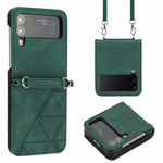 Custodia per telefono in pelle goffrata 3D a tracolla, For Samsung Galaxy Z Flip3 5G, For Samsung Galaxy Z Flip4