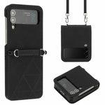 Custodia per telefono in pelle goffrata 3D a tracolla, For Samsung Galaxy Z Flip3 5G, For Samsung Galaxy Z Flip4