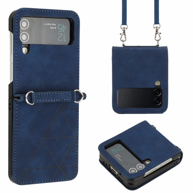 Custodia per telefono in pelle goffrata 3D a tracolla, For Samsung Galaxy Z Flip3 5G, For Samsung Galaxy Z Flip4
