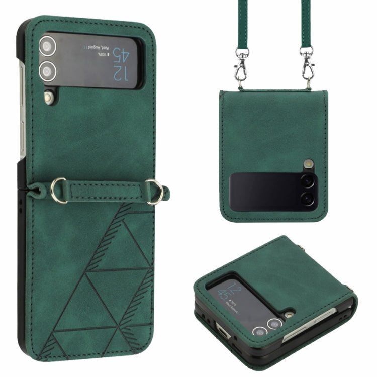 Custodia per telefono in pelle goffrata 3D a tracolla, For Samsung Galaxy Z Flip3 5G, For Samsung Galaxy Z Flip4