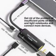 + Adattatore multifunzione Type-C + USB da femmina a Type-C, DC5521 / 5525, DC7406, DC7909, Square Port