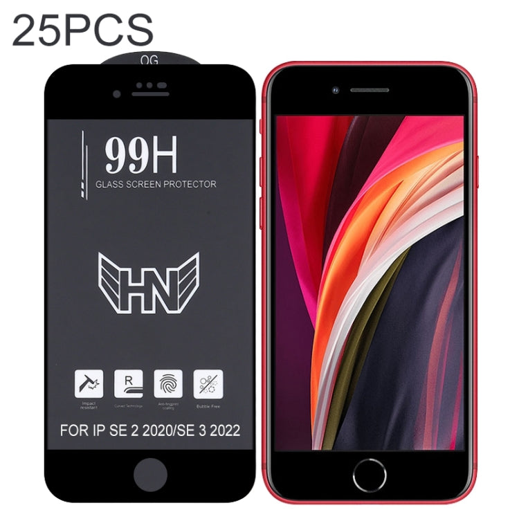 Pellicola in vetro temperato a schermo intero ad arco grande in alluminio da 25 pezzi, For iPhone 8 / 7 (25 PCS), For iPhone SE 2022 / SE 2020 (25pcs), For iPhone 11 Pro / XS / X (25 PCS), For iPhone 11 / XR (25 PCS)                                    ...