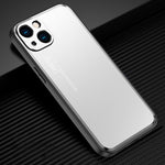 Custodia per telefono in metallo satinato serie Light and Shadow, For iPhone 14, For iPhone 14 Plus, For iPhone 14 Pro, For iPhone 14 Pro Max