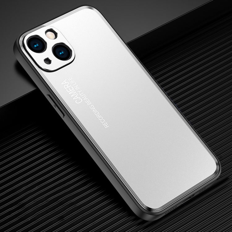 Custodia per telefono in metallo satinato serie Light and Shadow, For iPhone 14, For iPhone 14 Plus, For iPhone 14 Pro, For iPhone 14 Pro Max