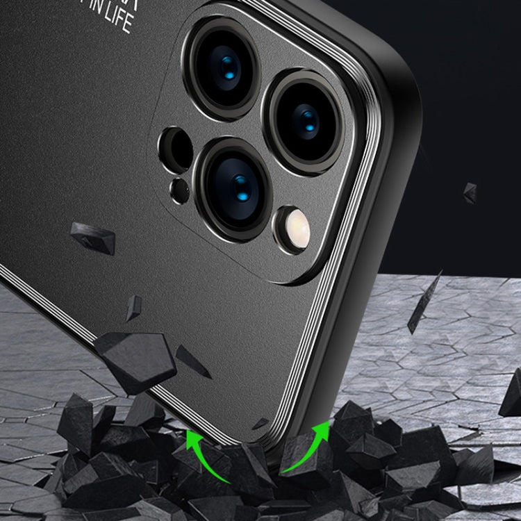 Custodia per telefono in metallo satinato serie Light and Shadow, For iPhone 14, For iPhone 14 Plus, For iPhone 14 Pro, For iPhone 14 Pro Max