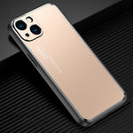 Custodia per telefono in metallo satinato serie Light and Shadow, For iPhone 14, For iPhone 14 Plus, For iPhone 14 Pro, For iPhone 14 Pro Max