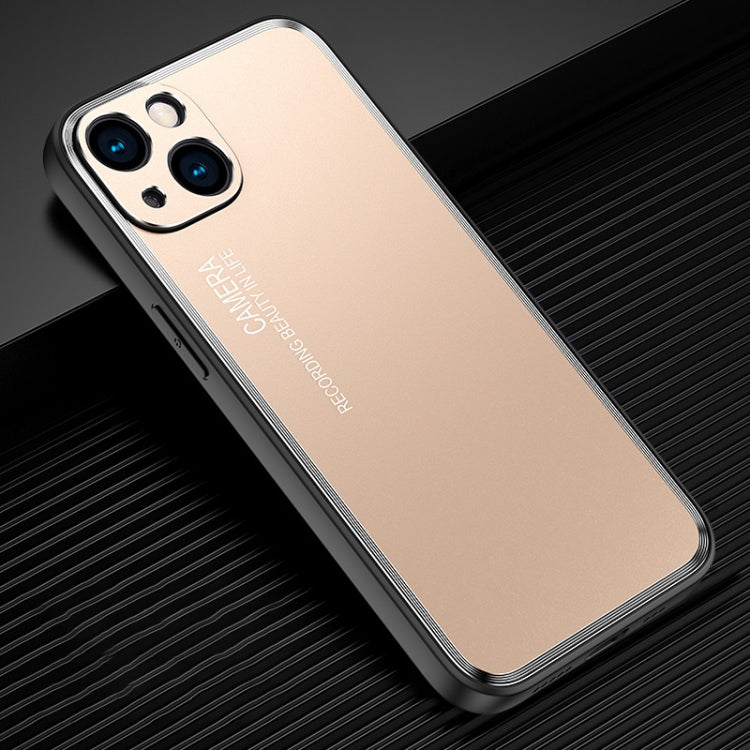Custodia per telefono in metallo satinato serie Light and Shadow, For iPhone 14, For iPhone 14 Plus, For iPhone 14 Pro, For iPhone 14 Pro Max