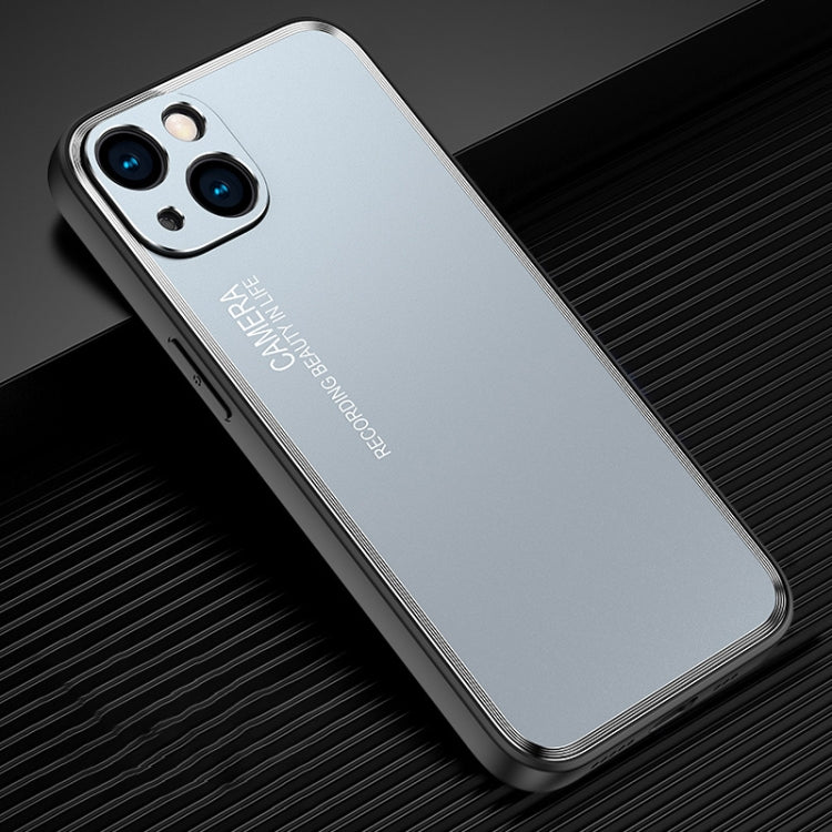 Custodia per telefono in metallo satinato serie Light and Shadow, For iPhone 14, For iPhone 14 Plus, For iPhone 14 Pro, For iPhone 14 Pro Max