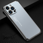 Custodia per telefono in metallo satinato serie Light and Shadow, For iPhone 14, For iPhone 14 Plus, For iPhone 14 Pro, For iPhone 14 Pro Max