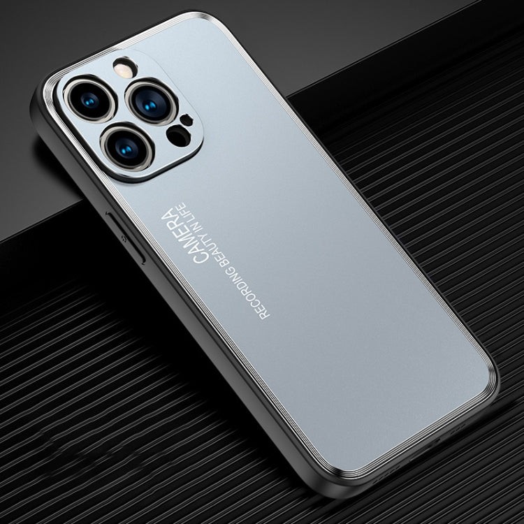 Custodia per telefono in metallo satinato serie Light and Shadow, For iPhone 14, For iPhone 14 Plus, For iPhone 14 Pro, For iPhone 14 Pro Max