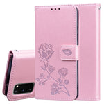 Custodia portafoglio in pelle PU rosa per Galaxy S20