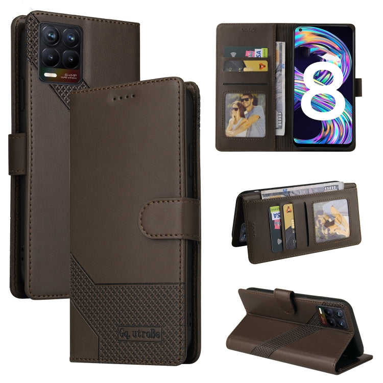 Custodia per telefono in pelle magnetica GQUTROBE Skin Feel, For Realme 8, For Realme C11, For Realme C15, For Realme C20