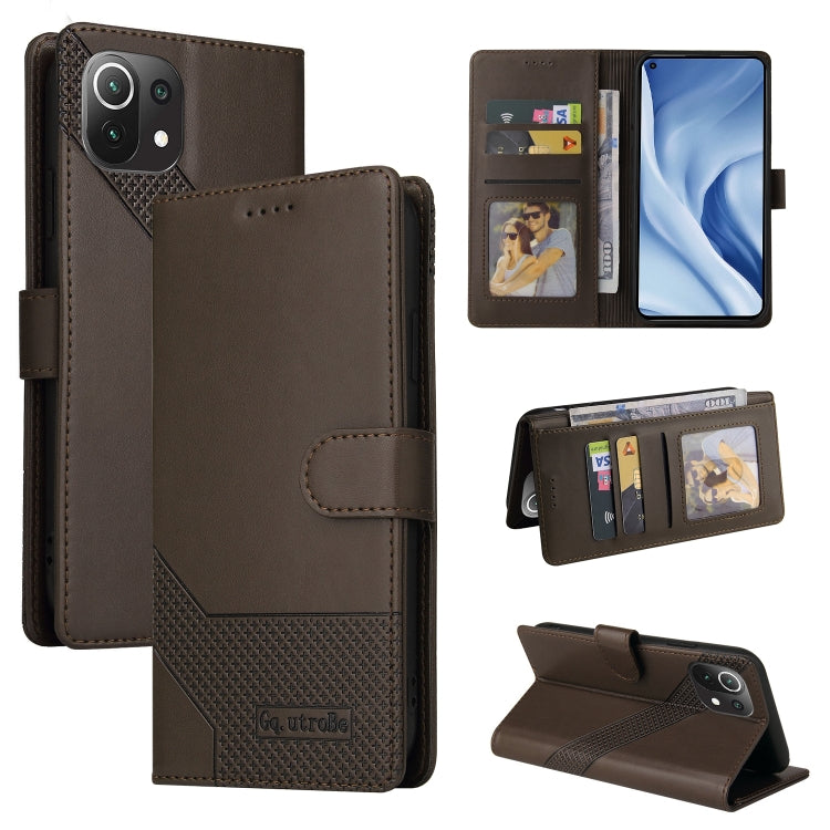 Custodia per telefono in pelle magnetica GQUTROBE Skin Feel, For Xiaomi Mi 10 Lite, For Xiaomi Mi 11 Lite, For Xiaomi Poco F3, For Xiaomi Poco X3 NFC