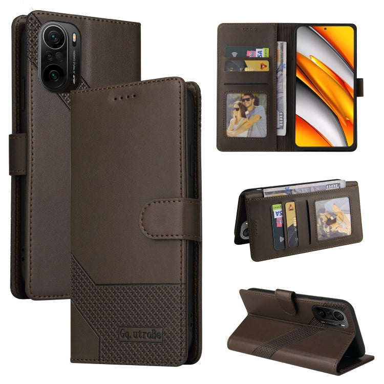 Custodia per telefono in pelle magnetica GQUTROBE Skin Feel, For Xiaomi Mi 10 Lite, For Xiaomi Mi 11 Lite, For Xiaomi Poco F3, For Xiaomi Poco X3 NFC