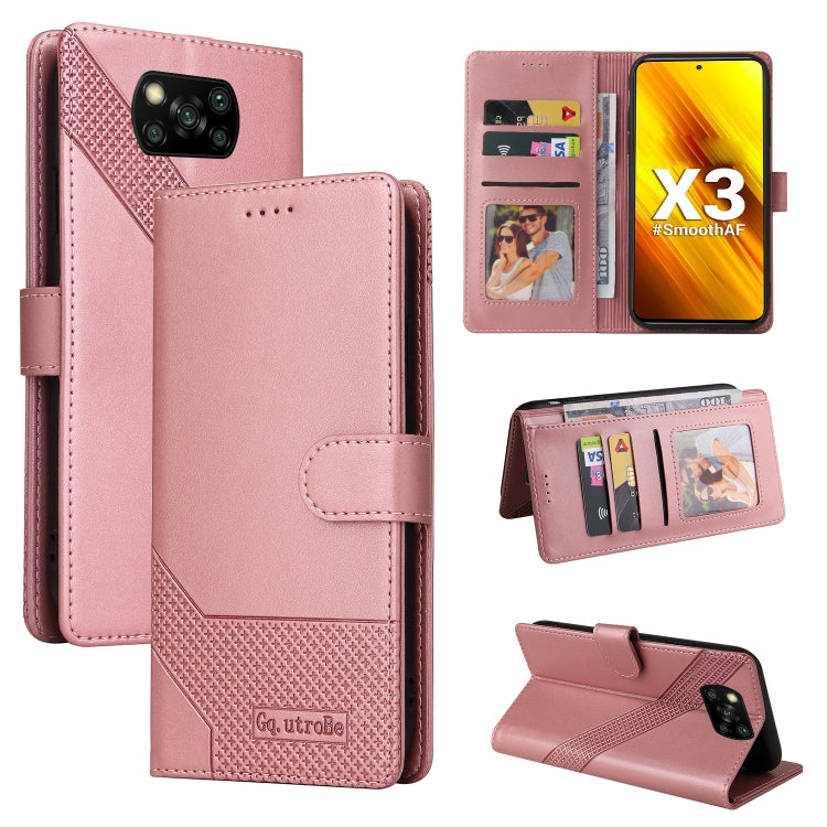 Custodia per telefono in pelle magnetica GQUTROBE Skin Feel, For Xiaomi Mi 10 Lite, For Xiaomi Mi 11 Lite, For Xiaomi Poco F3, For Xiaomi Poco X3 NFC