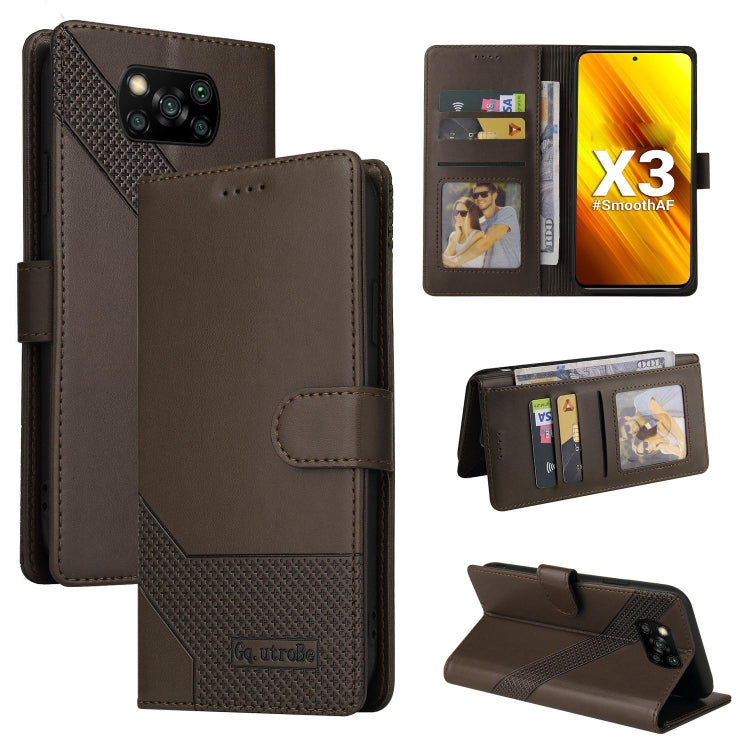 Custodia per telefono in pelle magnetica GQUTROBE Skin Feel, For Xiaomi Mi 10 Lite, For Xiaomi Mi 11 Lite, For Xiaomi Poco F3, For Xiaomi Poco X3 NFC