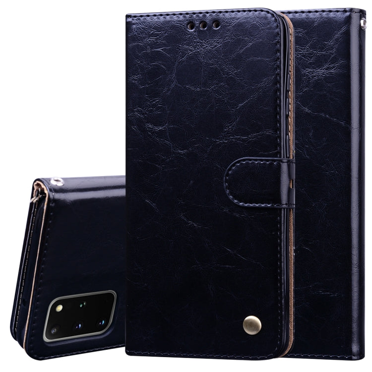 Custodia in pelle a vibrazione orizzontale con struttura in cera d'olio stile business, con supporto, slot per schede e portafoglio, For Samsung Galaxy S20 Plus, For Samsung Galaxy S20 Ultra, For Xiaomi Mi A3