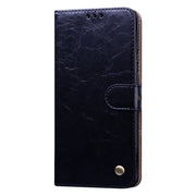 Custodia in pelle a vibrazione orizzontale con struttura in cera d'olio stile business, con supporto, slot per schede e portafoglio, For Samsung Galaxy S20 Plus, For Samsung Galaxy S20 Ultra, For Xiaomi Mi A3