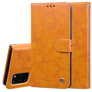 Custodia in pelle a vibrazione orizzontale con struttura in cera d'olio stile business, con supporto, slot per schede e portafoglio, For Samsung Galaxy S20 Plus, For Samsung Galaxy S20 Ultra, For Xiaomi Mi A3