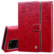 Custodia in pelle a vibrazione orizzontale con struttura in cera d'olio stile business, con supporto, slot per schede e portafoglio, For Samsung Galaxy S20 Plus, For Samsung Galaxy S20 Ultra, For Xiaomi Mi A3