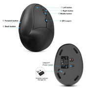 Mouse da gioco ergonomico verticale ricaricabile wireless X10 2.4G, X10 Rechargeable (Black), X10 Rechargeable (Grey)