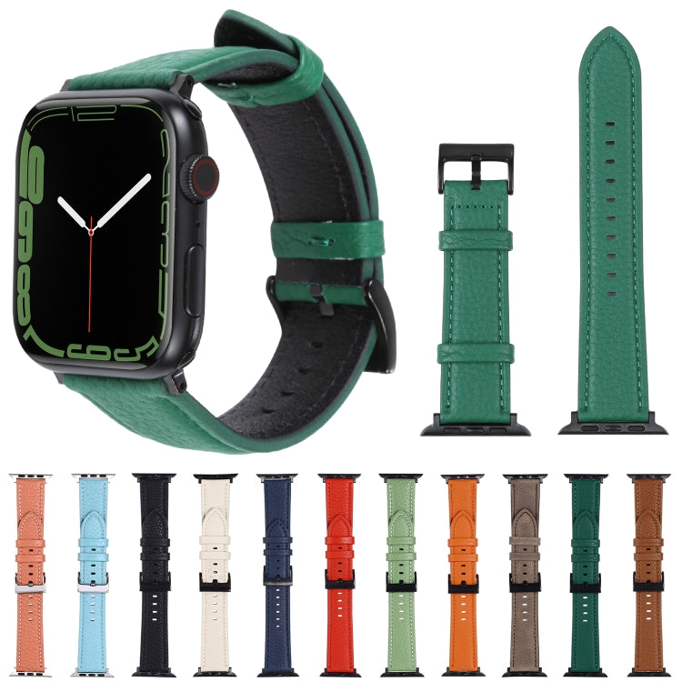 Cinturino in pelle con texture Litchi per la serie Apple Watch, 7 45mm / 6&SE&5&4 44mm / 3&2&1 42mm, 7 41mm / 6&SE&5&4 40mm / 3&2&1 38mm