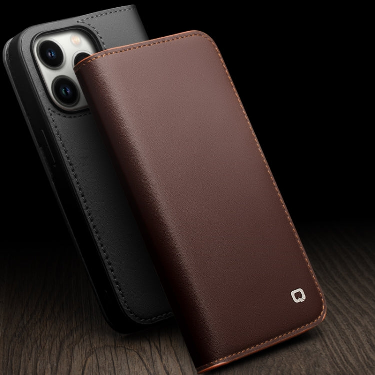 QIALINO Custodia per telefono in PU con vibrazione orizzontale aziendale, For iPhone 14, For iPhone 14 Plus, For iPhone 14 Pro, For iPhone 14 Pro Max